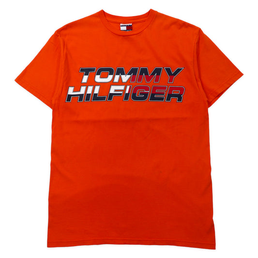 日本然リトテ-古着オンライン-TOMMY HILFIGER USA製 ビッグサイズ ロゴプリントTシャツ S オレンジ コットン-