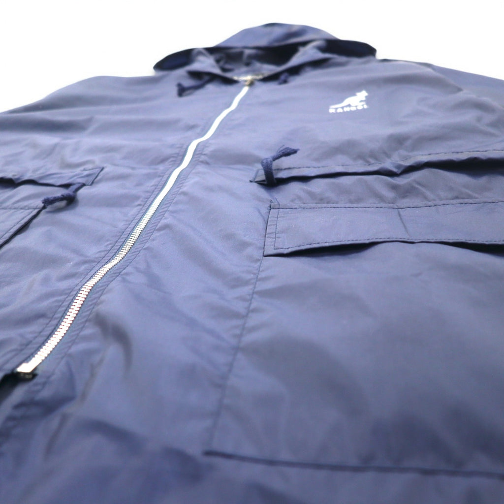 KANGOL Rain Jacket FREE Navy Nylon Water Repellent Back Logo Print Drawstring Made in Japan