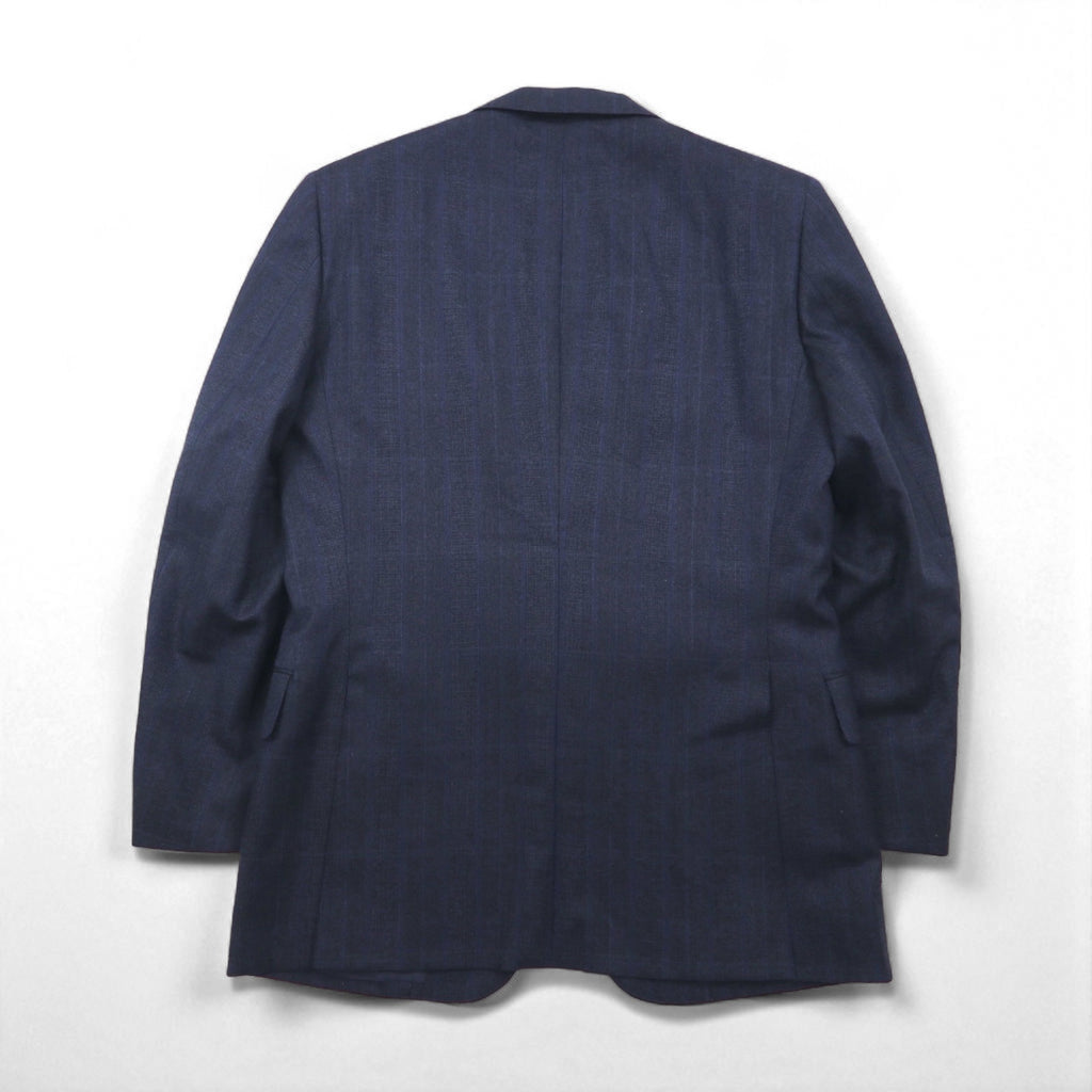 BURBERRY Suit, Size M, Navy Wool Check, Wide Flare, Made in Japan