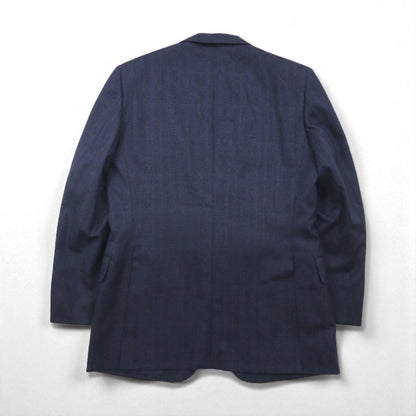 BURBERRY Suit, Size M, Navy Wool Check, Wide Flare, Made in Japan