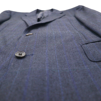 BURBERRY Suit, Size M, Navy Wool Check, Wide Flare, Made in Japan
