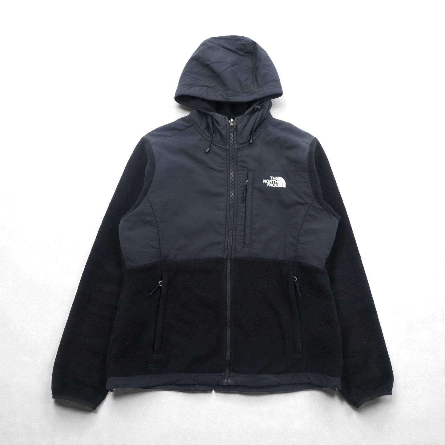 THE NORTH FACE Denali Hoodie Fleece Jacket M Black Polyester POLARTEC Logo Embroidery