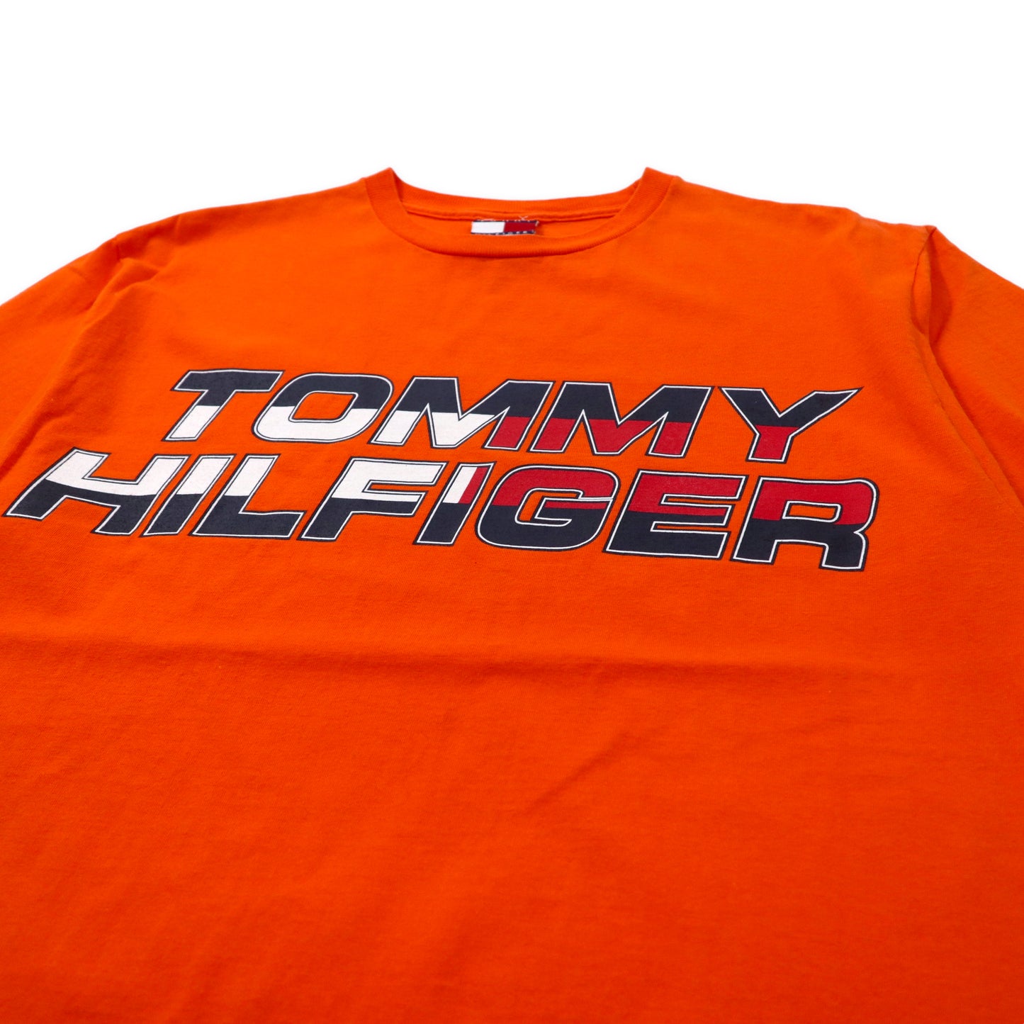 TOMMY HILFIGER USA製 ビッグサイズ ロゴプリントTシャツ S オレンジ コットン