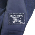 BURBERRY Suit, Size M, Navy Wool Check, Wide Flare, Made in Japan