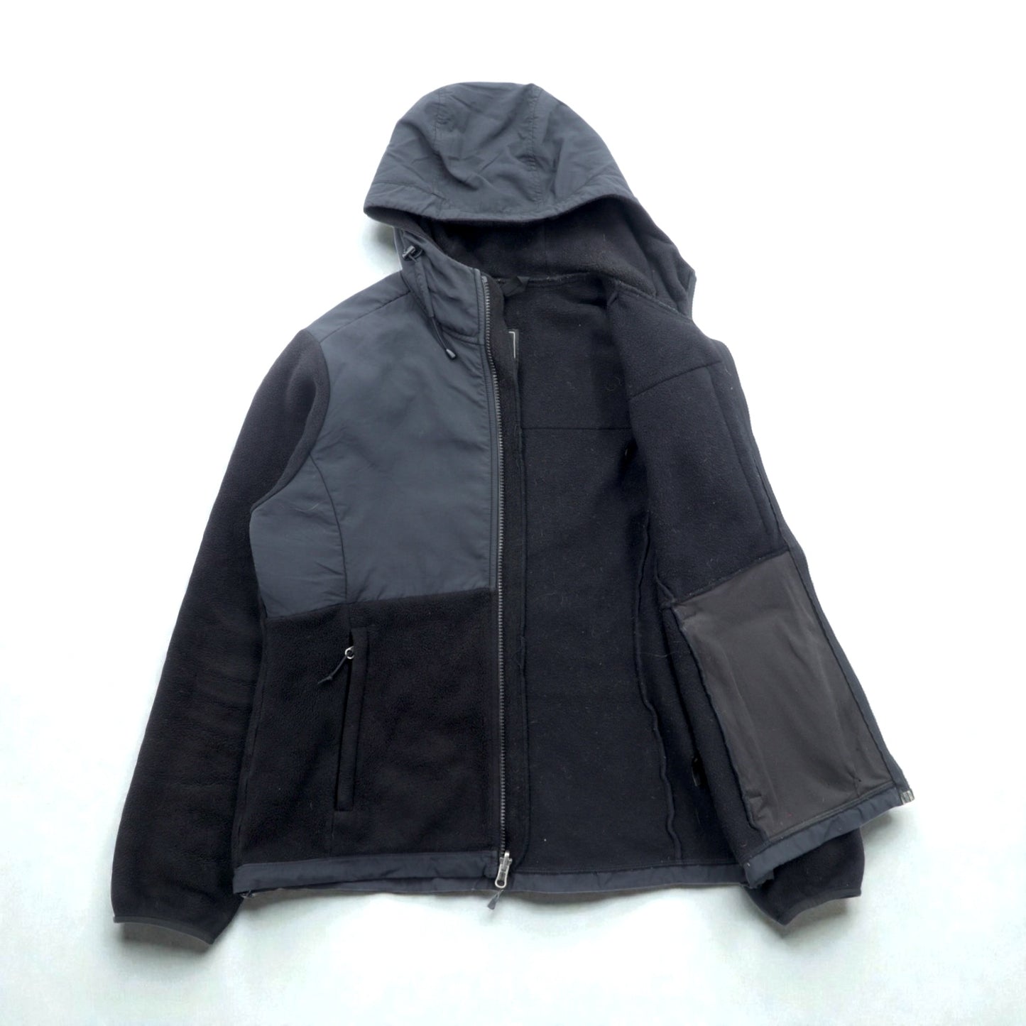 THE NORTH FACE Denali Hoodie Fleece Jacket M Black Polyester POLARTEC Logo Embroidery