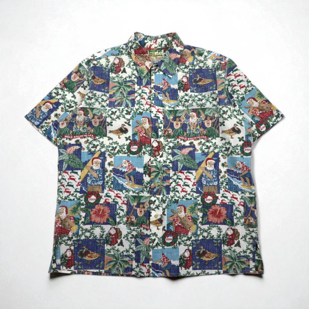 Reyn Spooner Hawaiian-Made MELE KALIMAKA Aloha Shirt, Box Shirt, XL, Multicolor, All-Over Print