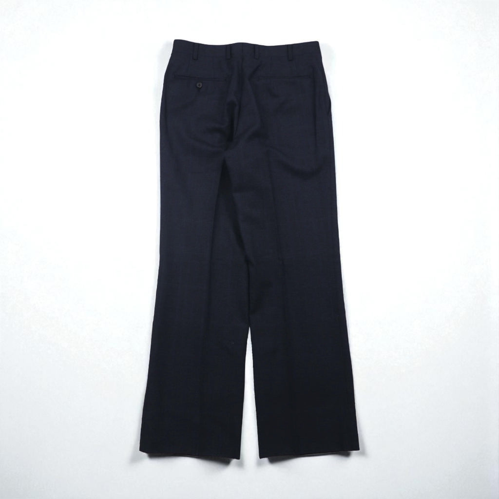 BURBERRY Suit, Size M, Navy Wool Check, Wide Flare, Made in Japan