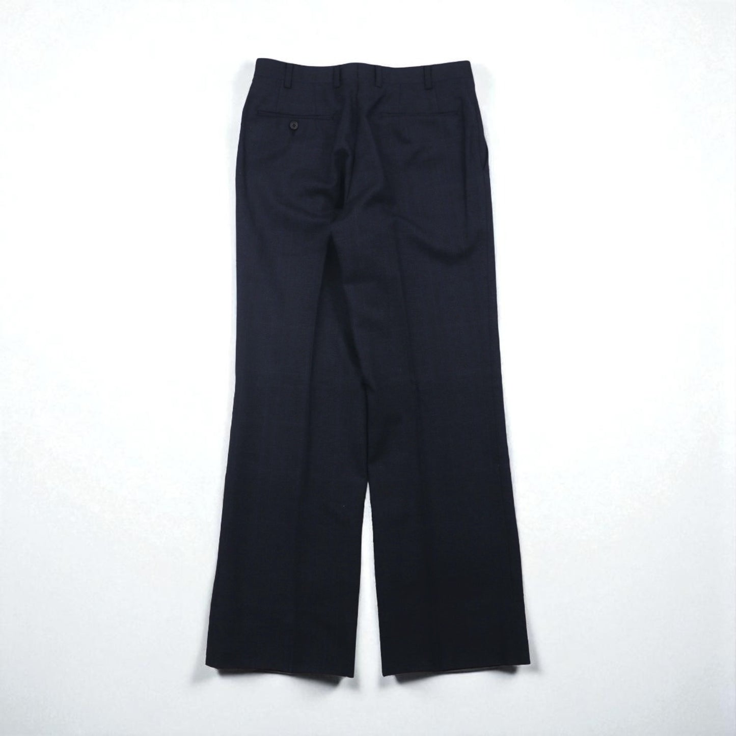 BURBERRY Suit, Size M, Navy Wool Check, Wide Flare, Made in Japan