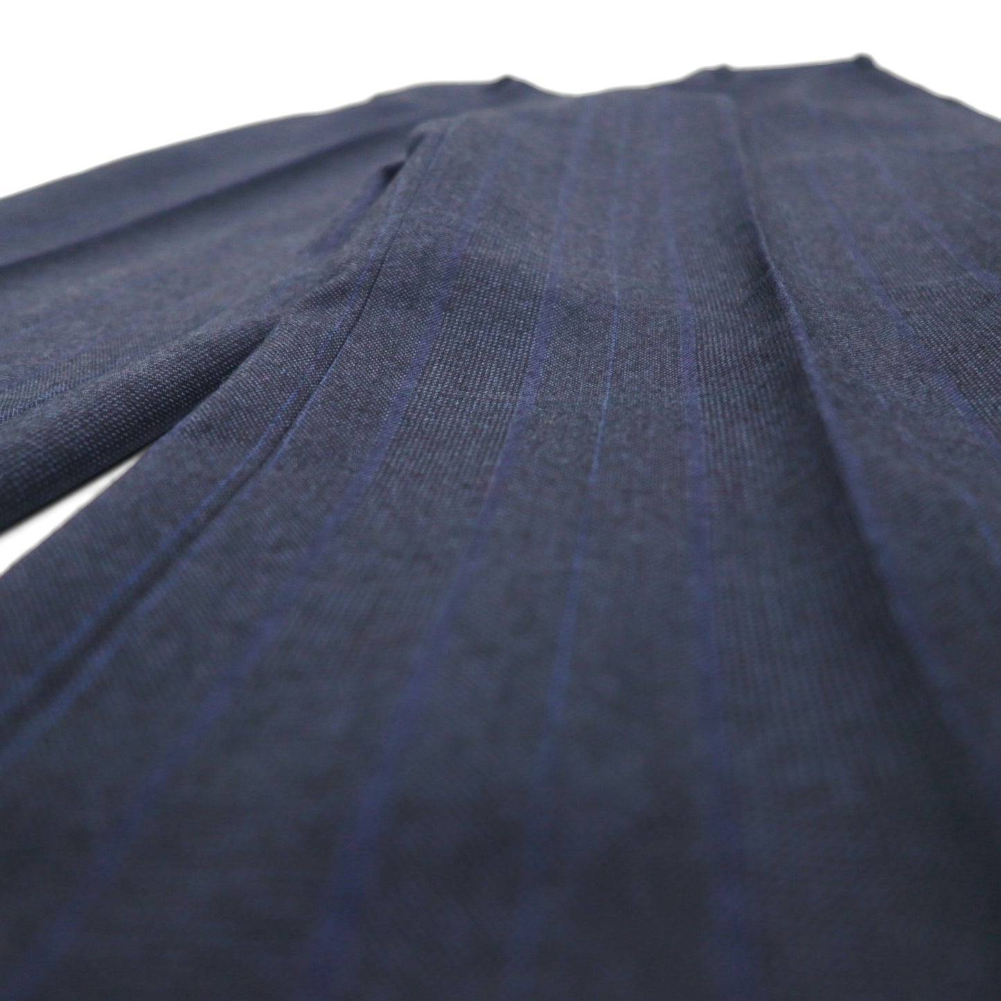 BURBERRY Suit, Size M, Navy Wool Check, Wide Flare, Made in Japan