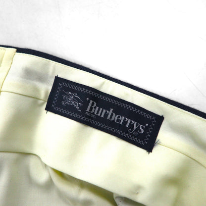 BURBERRY Suit, Size M, Navy Wool Check, Wide Flare, Made in Japan