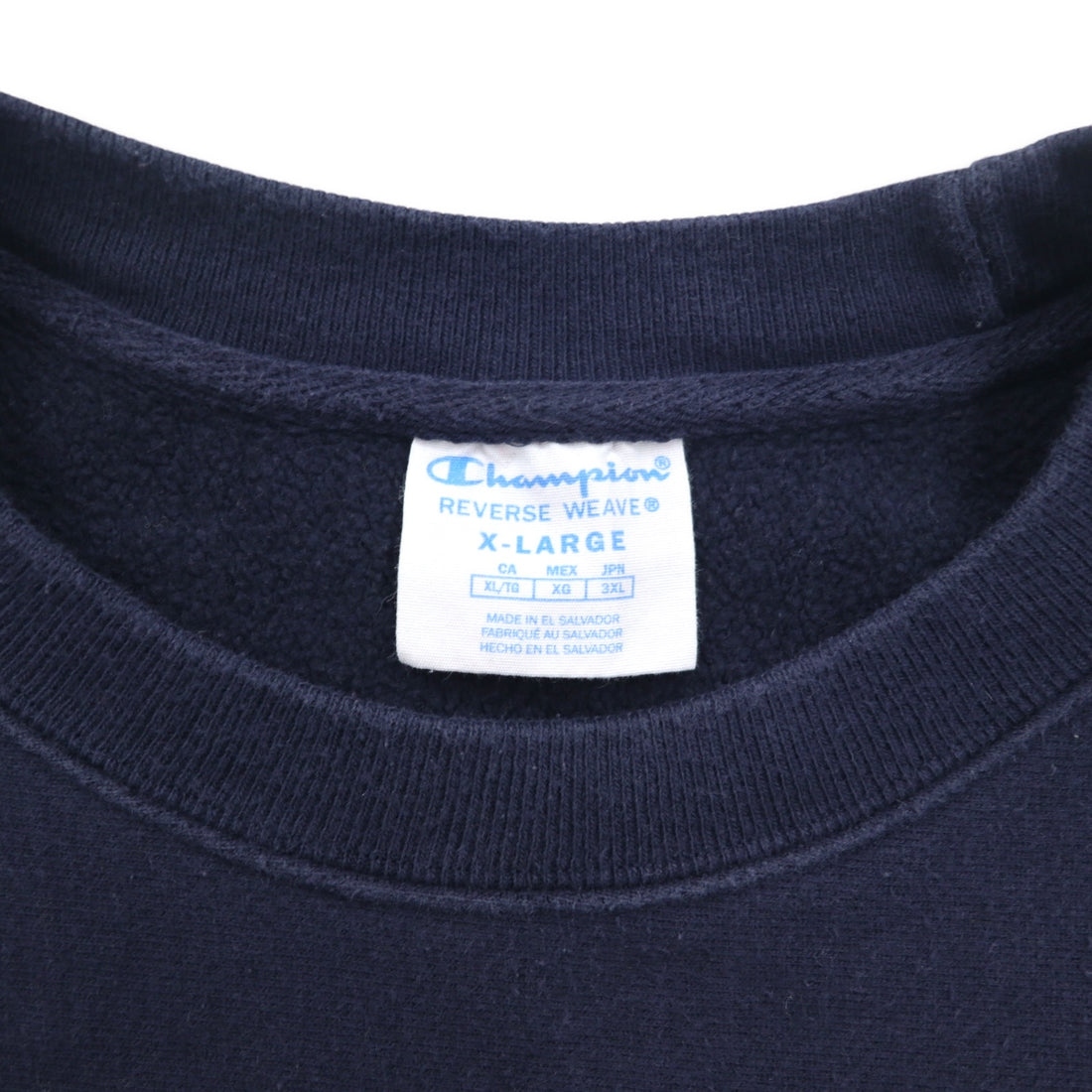 Champion Reverse Weave Script Logo Print Sweatshirt 3XL Navy Blue Single Tag Reprint Made in El Salvador