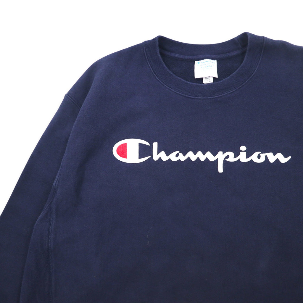 Champion Reverse Weave Script Logo Print Sweatshirt 3XL Navy Blue Single Tag Reprint Made in El Salvador