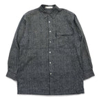 BLACK PIA 90年代 リネン ストライプ シャツ L グレー ブラック フラップポケット 日本製