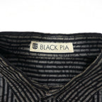 BLACK PIA 90年代 リネン ストライプ シャツ L グレー ブラック フラップポケット 日本製