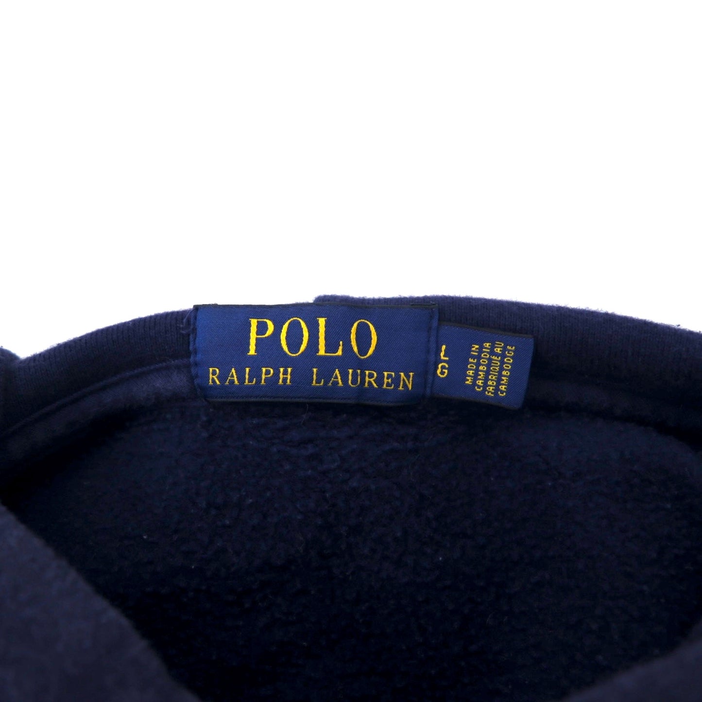 POLO RALPH LAUREN プルオーバーパーカー L ネイビー コットン 裏起毛 前V スモールポニー 刺繍