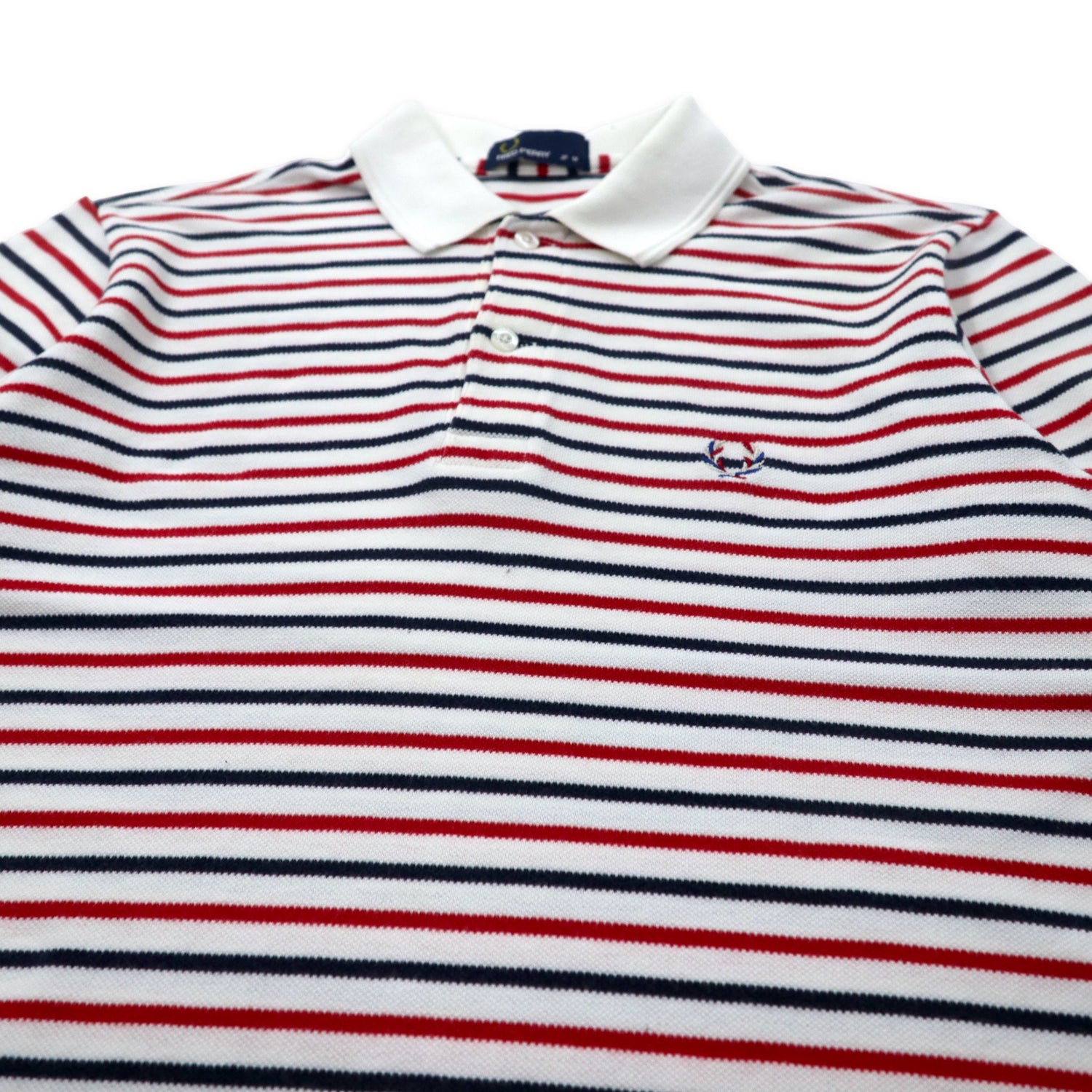 Fred Perry Striped Polo Shirt M White Tricolor Color Cotton One 