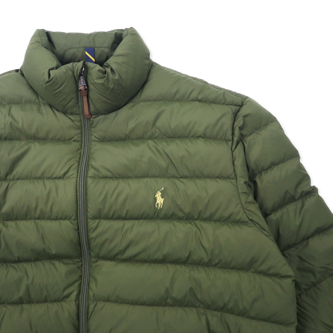 POLO RALPH LAUREN Down Jacket L Khaki Nylon White Duck Feather Small Pony Embroidery