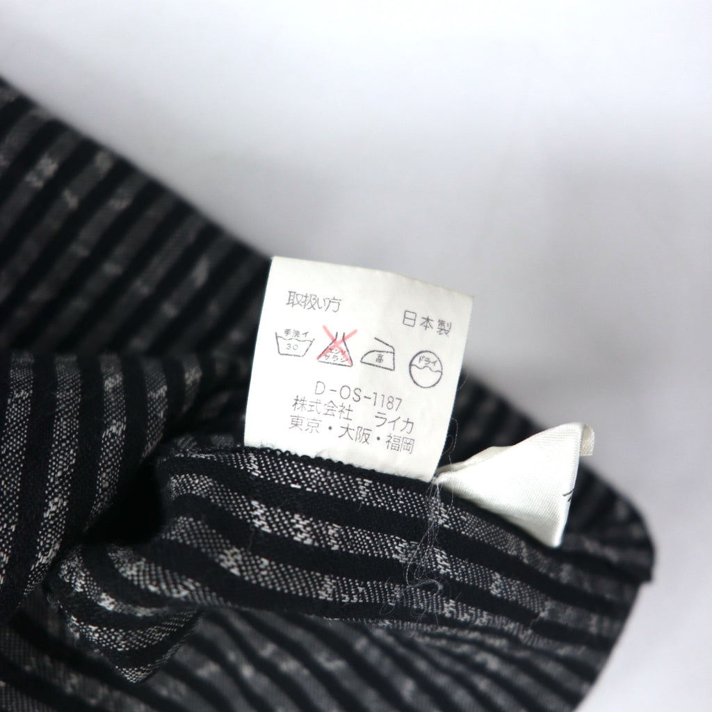 BLACK PIA 90年代 リネン ストライプ シャツ L グレー ブラック フラップポケット 日本製
