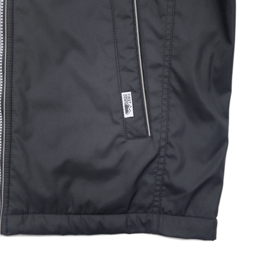 FIRST DOWN ナイロンジャケット M ブラック ポリエステル フリースライナー ドローコード