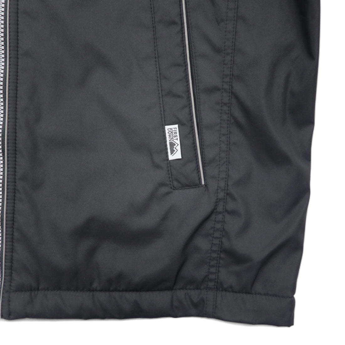 FIRST DOWN nylon jacket, size M, black, polyester, fleece liner, drawcord