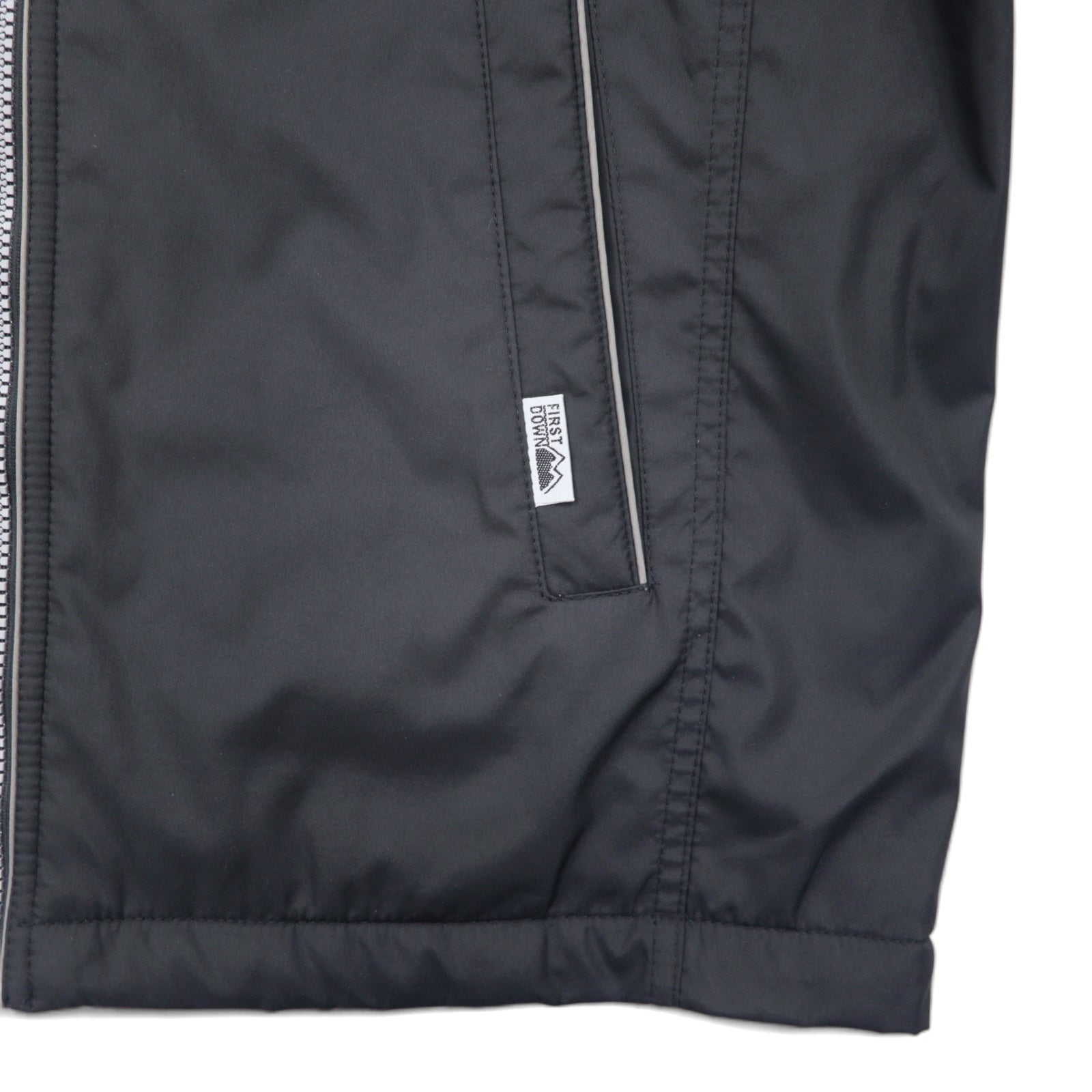 FIRST DOWN ナイロンジャケット M ブラック ポリエステル フリースライナー ドローコード