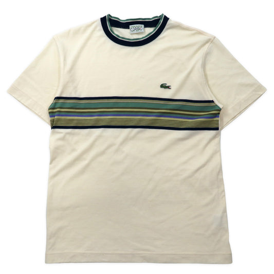 日本然リトテ-古着オンライン-LACOSTE SPORT 90年代 リンガーTシャツ 3 クリーム コットン ワンポイントロゴ-Lacoste Sport 90s Ringer T-Shirt 3 Cream Cotton One Point Logo