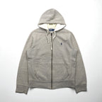 Ralph Lauren 90s Reverse Weave Heavyweight Zip Hoodie, Size M, Gray, Small Pony Embroidery