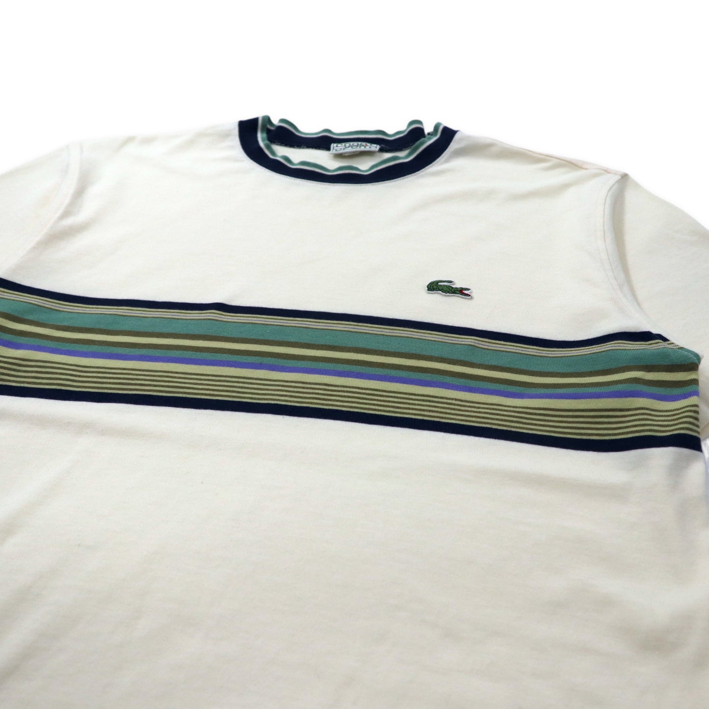 LACOSTE SPORT 90年代 リンガーTシャツ 3 クリーム コットン ワンポイントロゴ