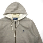 Ralph Lauren 90s Reverse Weave Heavyweight Zip Hoodie, Size M, Gray, Small Pony Embroidery