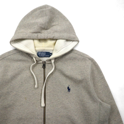 Ralph Lauren 90年代 リバースウィーブ ヘビーウェイト ジップパーカー M グレー スモールポニー刺繡