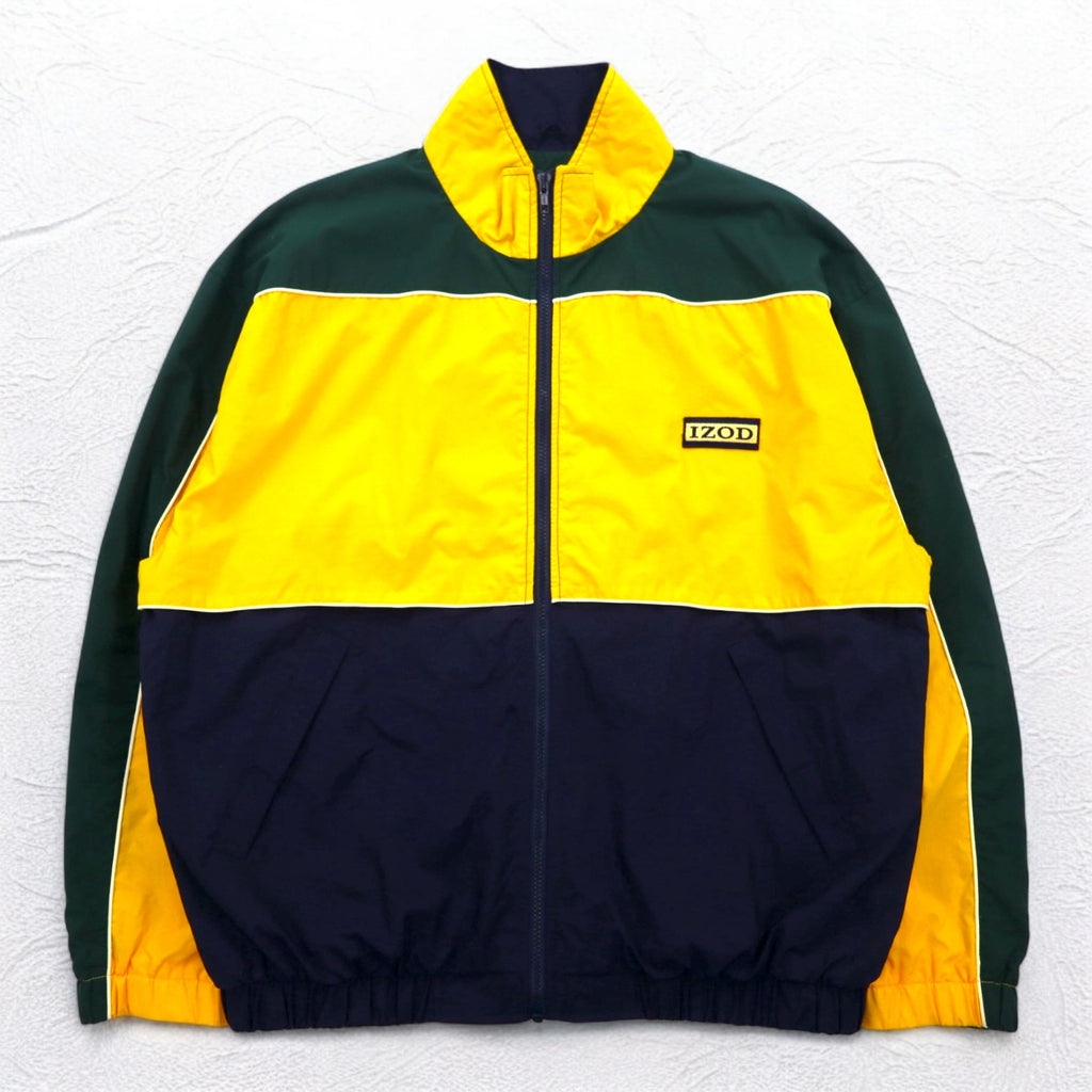 Vintage 90s Windbreaker IZOD 90s Color Block Nylon Jacket Jersey L Mesh Liner