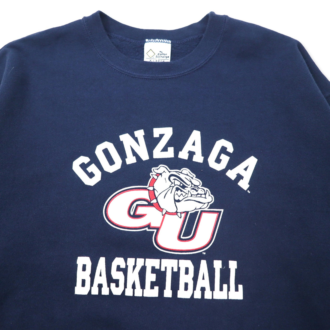 The Cotton Exchange USA Made 90s College Print Sweatshirt XL Navy Cotton GONZA BASKETBALL Arch Logo