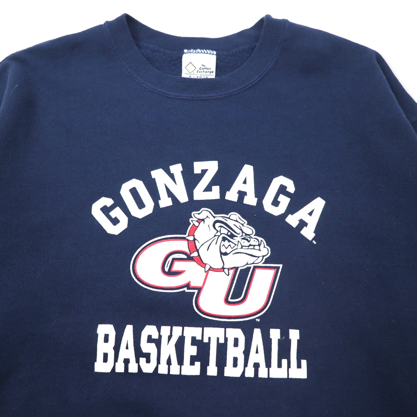 The Cotton Exchange USA製 90年代 カレッジ プリント スウェット XL ネイビー コットン GONZA BASKETBALL アーチロゴ