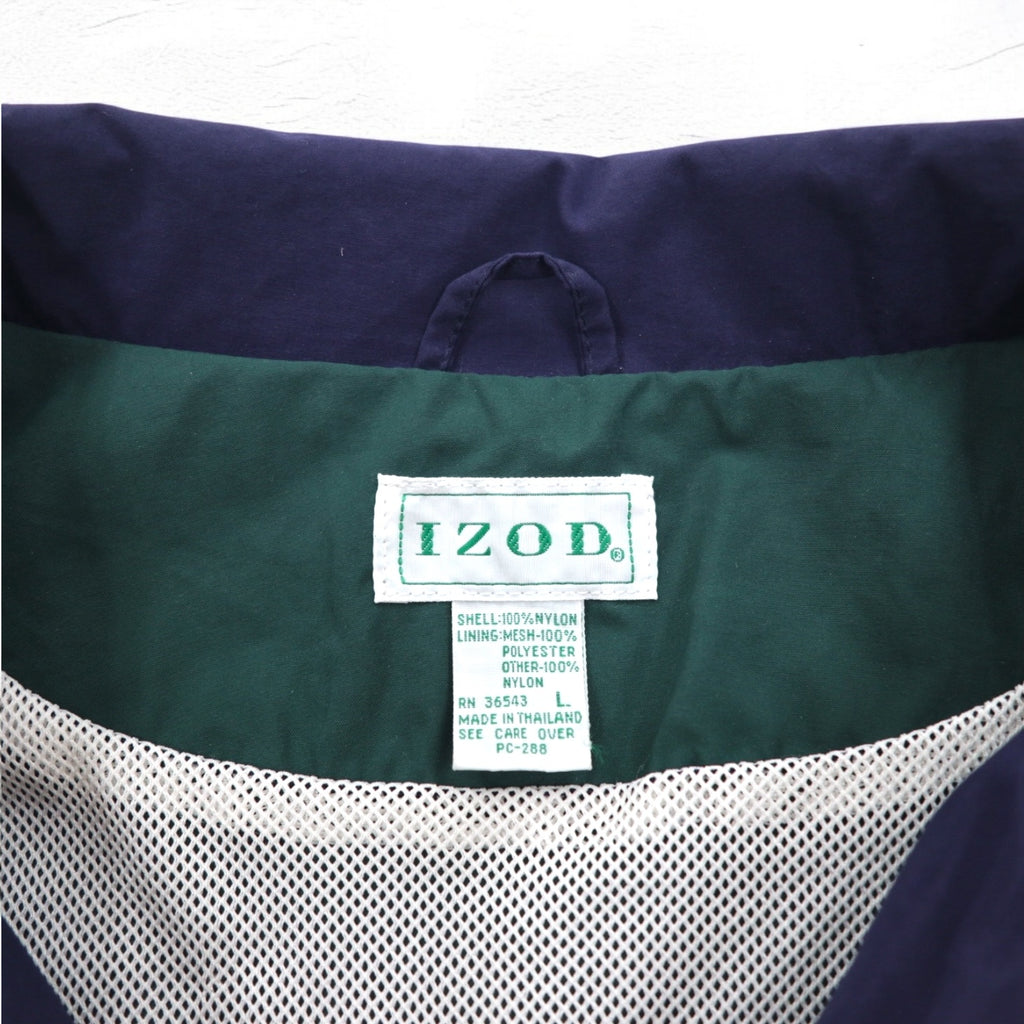 Vintage 90s Windbreaker IZOD 90s Color Block Nylon Jacket Jersey L Mesh Liner