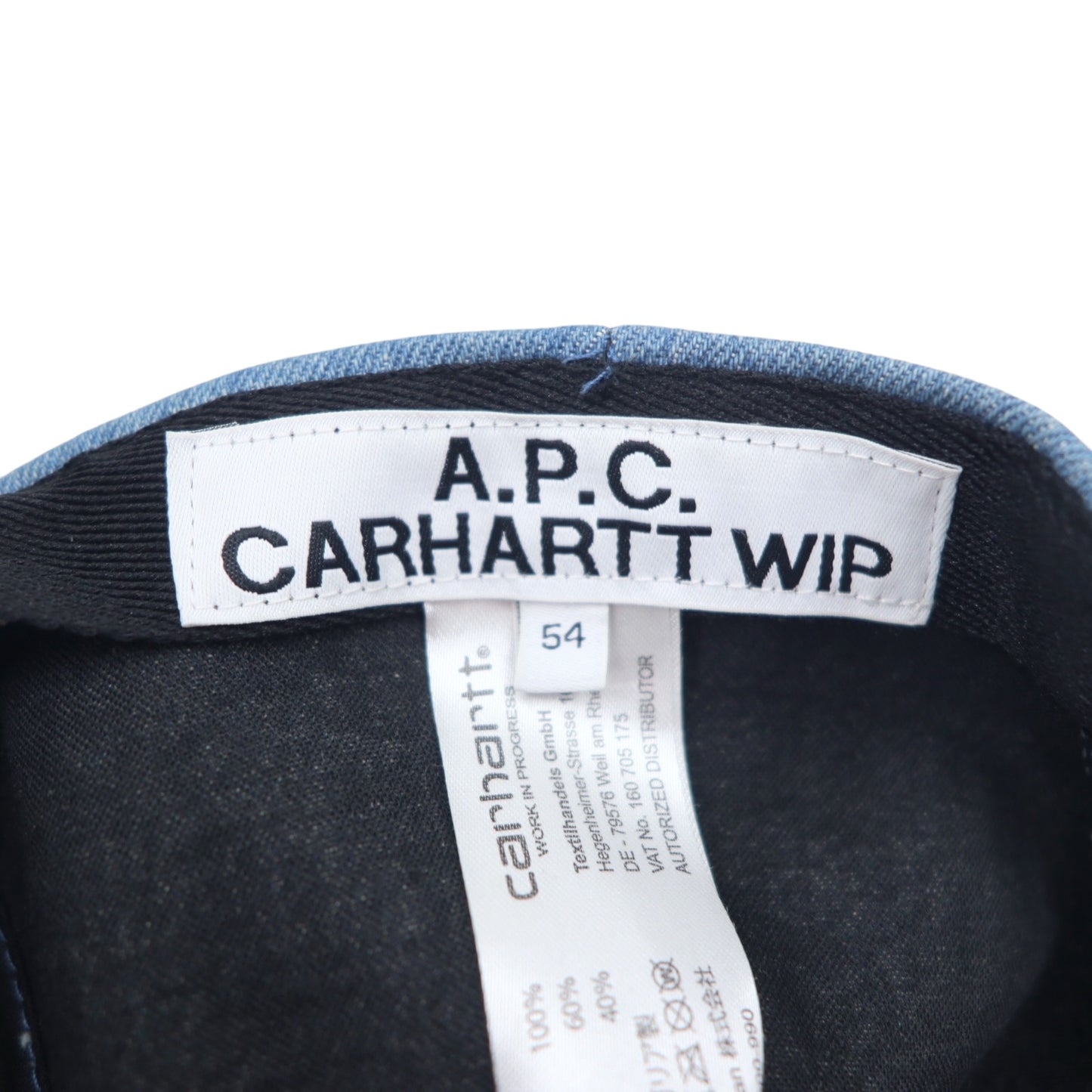 Carhartt WIP × A.P.C. ブルガリア製 デニム ベースボールキャップ 54 ブルー コットン CASQUETTE CAMERON INDIGO 未使用品