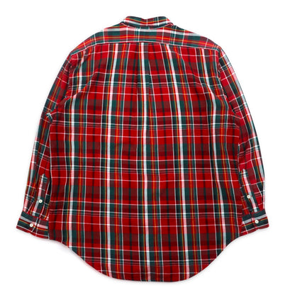 RALPH LAUREN 90s BLAIRE button-down flannel shirt L red check small pony embroidery