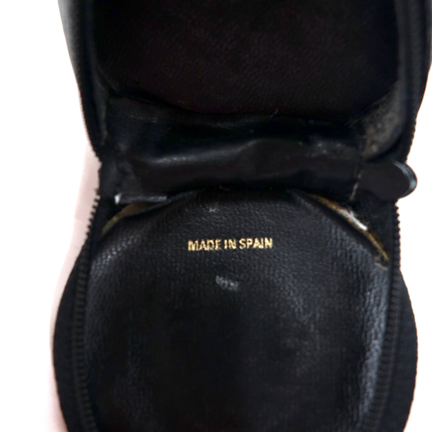 Christian Dior ラウンド コインケース キーホルダー ブラック レザー オールド スペイン製