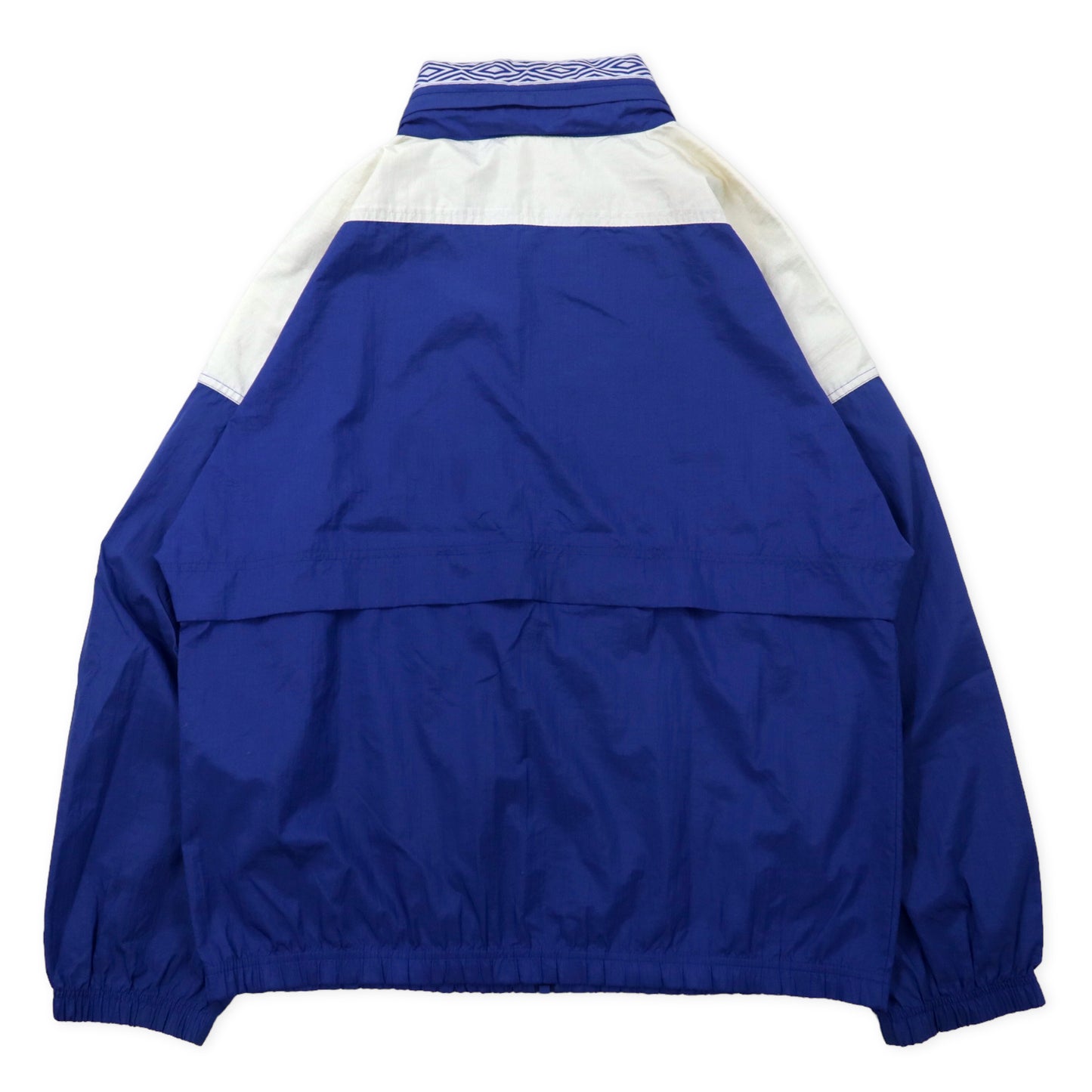 UMBRO 90年代 ビッグサイズ ナイロンジャケット M ブルー サイドライン フード収納式 ワンポイントロゴ刺繍
