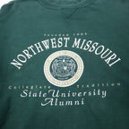 GEAR FOR SPORTS 90s BIG COTTON College Print Sweatshirt XXL Green Cotton Front V NORTH WEST MISSOURI Arch Logo Big Size