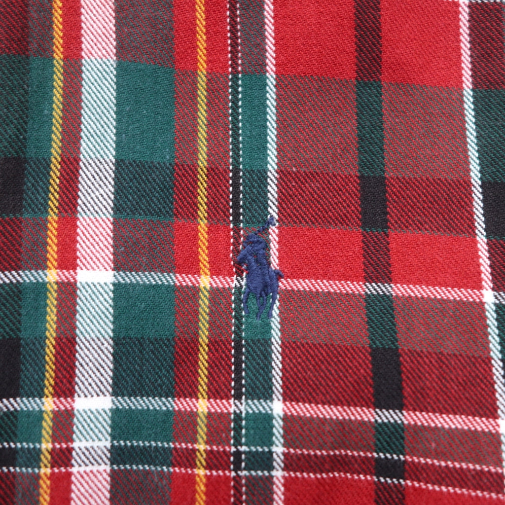 RALPH LAUREN 90年代 BLAIRE ボタンダウン フランネルシャツ L レッド チェック スモールポニー刺繍