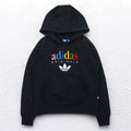 adidas originals トレフォイルロゴ プリント パーカー XL ブラック 裏起毛 AY6630