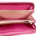 FENDI Round Zipper Long Wallet Khaki Pink PVC Zucca Pattern 8M0299 Made in Italy