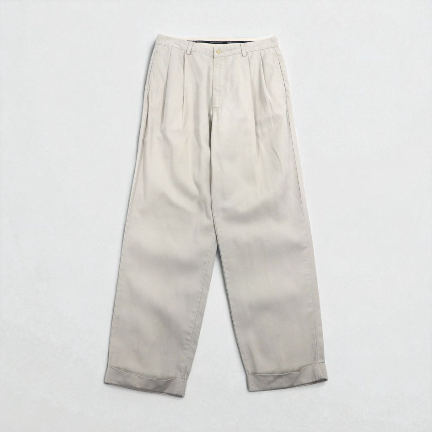 POLO RALPH LAUREN 90年代 ポロチノ 2タック ワイド チノパンツ M ベージュ コットン