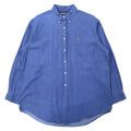 日本然リトテ-古着オンライン-Ralph Lauren 90年代 インディゴ デニム ボタンダウンシャツ 17 34/35 ブルー コットン YARMOUTH スモールポニー 刺繍-Ralph Lauren 90's Indigo Denim Button-down Shirts 17 34/35 Blue Cotton YARMOUTH Small Pony Embroidery