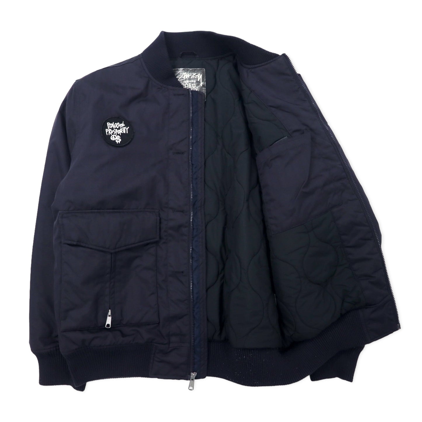 STUSSY GEAR 00s Flight Jacket Bomber Jacket L Black polyester