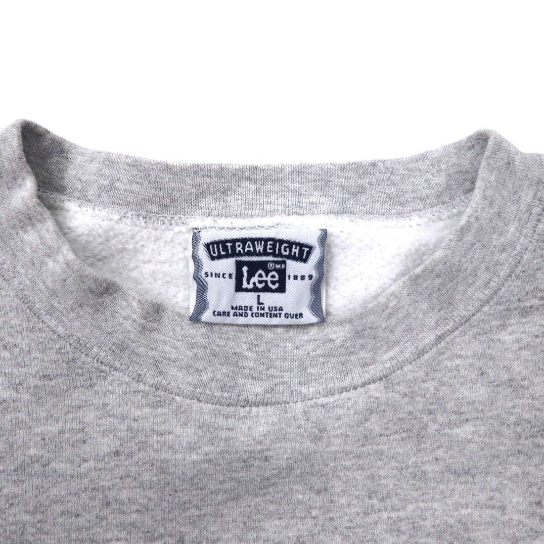 Lee USA Made 90s ULTRAWEIGHT College Print Sweatshirt L Grey Cotton Fleece Lining ALPHA CHI OMEGA Arch Logo
