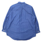 Ralph Lauren 90s Indigo Denim Button Down Shirt Size 17 34/35 Blue Cotton YARMOUTH Small Pony Embroidery