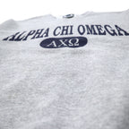 Lee USA Made 90s ULTRAWEIGHT College Print Sweatshirt L Grey Cotton Fleece Lining ALPHA CHI OMEGA Arch Logo