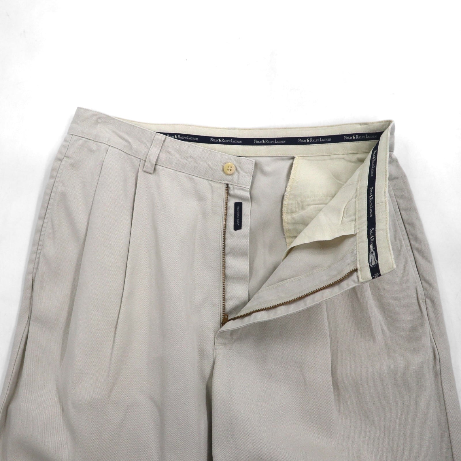 POLO RALPH LAUREN 90年代 ポロチノ 2タック ワイド チノパンツ M ベージュ コットン