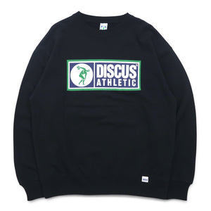 DISCUS ATHLETIC クルーネック スウェット M ブラック コットン  ロゴプリント